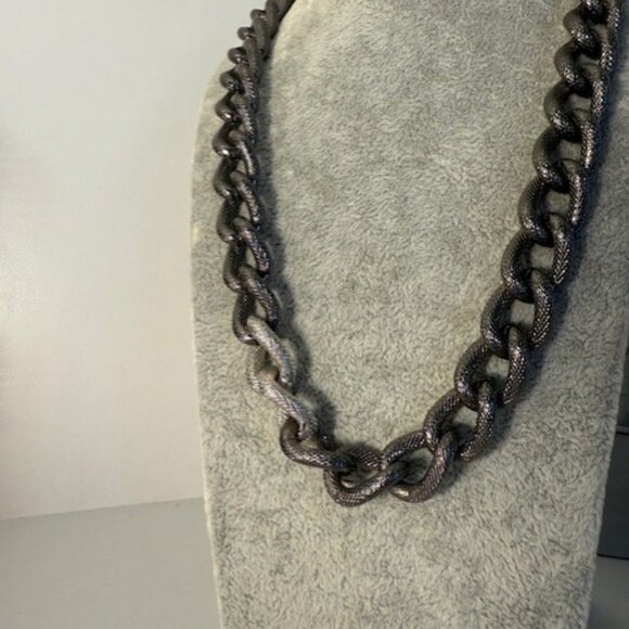 Park Lane "Linked In" Necklace – Retired Chunky Gunmetal Chain Necklace - Picture 2 of 5